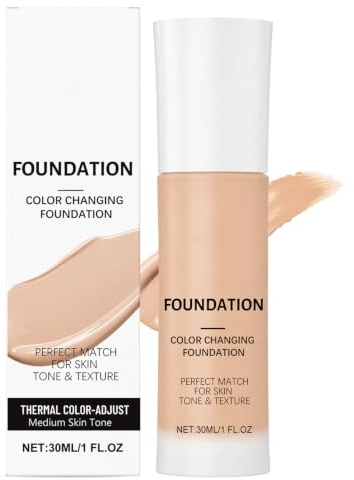 Foundation Color Changing för mogen hud, färgväxlande foundation, vattenbeständig och långvarig primer, fulltäckande concealer, CC kräm med naturligt strålande finish, lätt textur