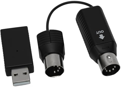 Lecreatekit Adattatore wireless per interfaccia midi da DIN a USB a 5 pin, bassa latenza, 3 ms, 10 m, per tastiera, sintetizzatore, tamburo