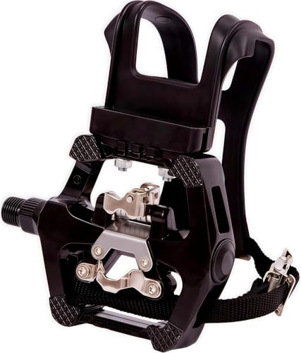YBEKI Pedali SPD Professionali per Bici Spin, fermapiedi e cinghie regolabili –Compatibili con Peloton, Schwinn, Sunny e la maggior parte delle bici indoor – Asse da 9/16″