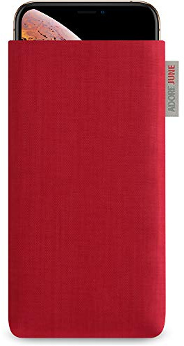 Adore June Classic Rot Tasche für Apple iPhone X Handytasche aus widerstandsfähigem Cordura Stoff, Robustes Zubehör mit Display Reinigungs-Effekt, Made in Europe