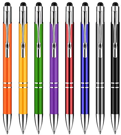 Zoonnis Eingabestift, 8 Stück 2 in 1 Universal kapazitive Stylus Stifte für Touch Screens Gerte, Hochempfindlich Stift für Apple iPad iPhone Tablets Kindle Samsung Galaxy,Kugelschreiber(8xMischfarbe)