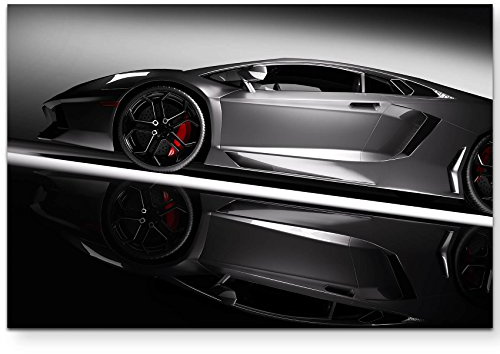 Paul Sinus Art Leinwandbilder | Bilder Leinwand 120x80cm Grauer Sportwagen