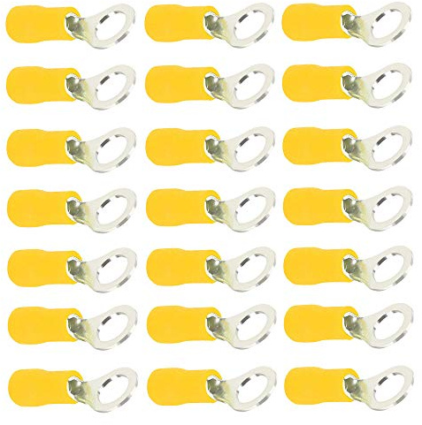 Mintice 100 Gelb M8 Kupfer Kabelschuhe Ring Anschlussklemme 10-12 Ga AWG Crimp Kabel Elektrischer Crimpkabelsatz Drahtklemmen Quetschverbindern Steckverbinder kabelverbinder