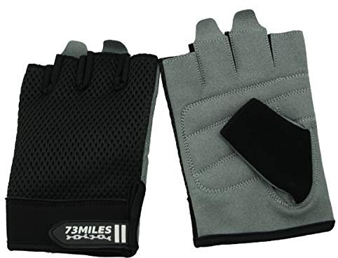 73MILES Leder Fahrrad Fitness Sport Handschuhe Fingerlos Atmungsaktiv S-XXL G03 (S)