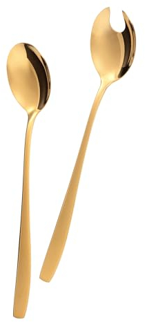 GRÄWE® - Posate da insalata, 2 pezzi, in acciaio INOX, colore: Oro