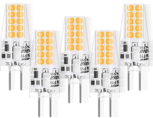 MUSUNIA g4 LED Lampen - 3W Birnen 3000K Warmweiß 300lm, Ersatz für 30W Halogenlampen,Kein Flackern Nicht Dimmbar, 12V AC/DC, 5er Pack