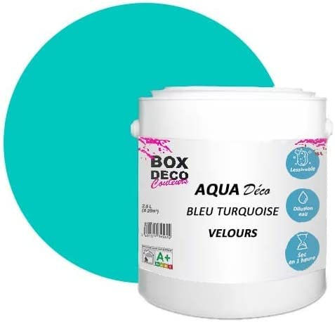 BOX DECO COULEURS Aqua Déco Wandfarbe aus Acryl in Velours-Optik, 2,5 l/25 m², Türkis