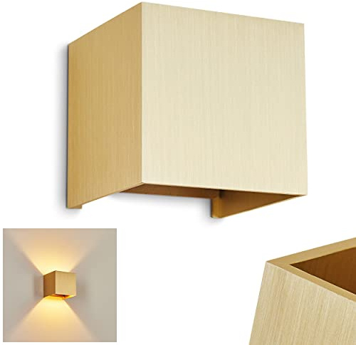 Wandleuchte Badajoz, moderne Wandlampe aus Metall in Goldfarben, eckige Leuchte mit Lichteffekt durch verstellbaren Schirm, 1-flammig, 1 x G9, ohne Leuchtmittel