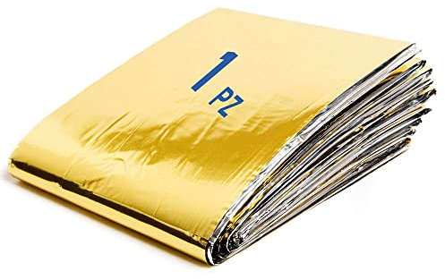 Gisinti Notfalldecke 1 Stück Isothermische Abdeckung, 210 x 160 cm, Thermodecken, Notfall, Überlebensdecke, schützt vor Hitze und Kälte | | Gold Silber 1 Stück