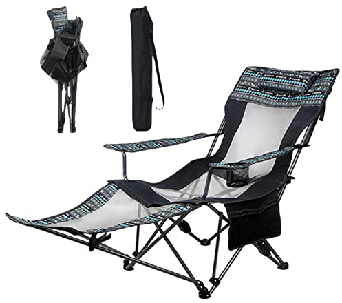Campingstuhl Faltbar Klappstuhl Gepolstert Angelstuhl mit Armlehnen Bis 150kg Outdoorstuhl for Fishing Beach Camping Family Outing mit Fußstütze,Black,4.3kg/9.5lbs