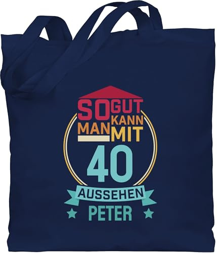 Baumwolltasche - 40. Geburtstag - So gut kann man mit 40 aussehen zum Vierzigsten. - rot/blau - Unisize - Navy Blau - frau tasche 1985 beutel 40.geburtstag er jutebeutel - geschenke vierzigsten
