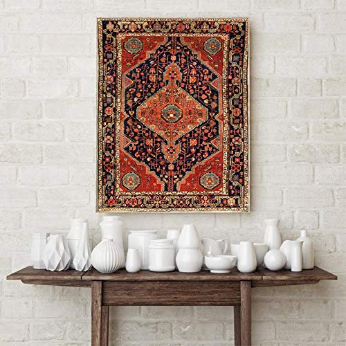 Yangld Vintage Orientteppiche Muster Poster und Drucke Perserteppiche Retro Wandkunst Leinwand Malerei Bilder Wohnkultur 15,7 x 23,6(40x60cm) Kein Rahmen