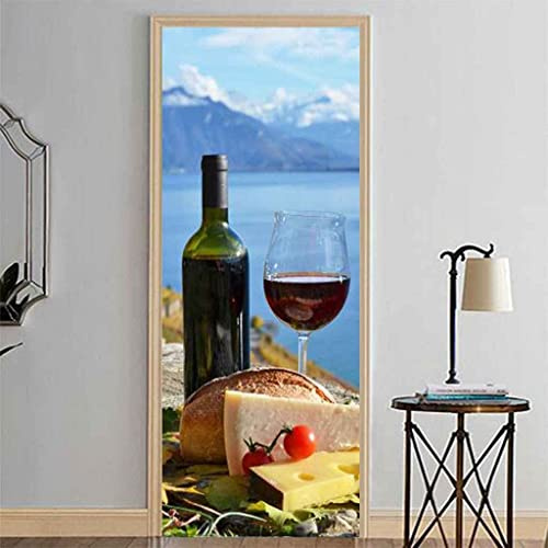 3D Türtapete Selbstklebend Türposter - Brot Und Wein 90 X 200 Cm - Türaufkleber Fototapete Abziehen Und Aufkleben Türfolie Poster Tapete - Kinderzimmer Wohnzimmer Küche Schlafzimmer Tür Fotos