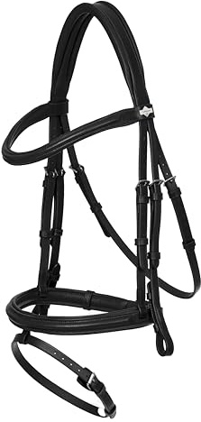 LeMieux Arika Flash Bridle - Lightly Padded Anatomical Noseband - Soft Supple Oiled Leather - Black/Silver - Cob