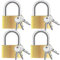 Cieex Lot de 4 Cadenas Clé de Laiton Cadenas Casier College Petits Cadenas 4 x 3 x 0,8 cm pour Sacs de Voyage, Valise, Armoires, Casiers