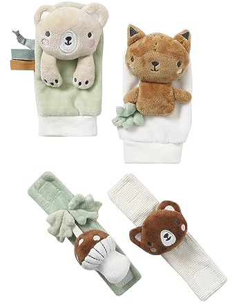 VERTBAUDET Baby Rassel-Set: Armbänder & Socken GRÜNER WALD braun