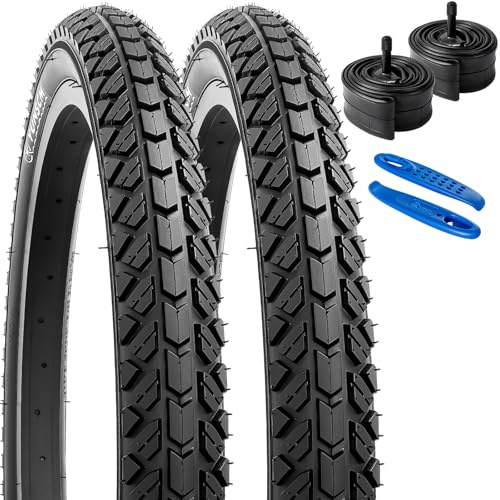 YunSCM 2Pcs Faltbare 20 Zoll Fahrradreifen 20x1.95 Mantel 54-406 und 2Pcs 20 Zoll Schlauch AV32mm Ventil kompatibel Stadt/Straße/ 20x1.90 20 x 1.95 20x2.0 Reifen und schlauche