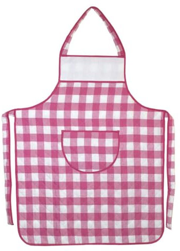 hobbymio.it Grembiule da cucina da ricamare a punto croce, Grembiule trapuntato in scozzese fuxia con Tela Aida, Kit con grembiule da ricamare, schema ricamo e 2 matassine di filo moulinè