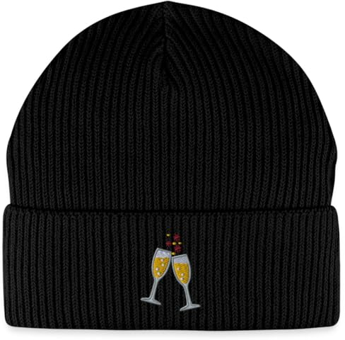Spreadshirt Verres À Champagne Broderie Bonnet Pêcheur Bio, Taille Unique, Noir