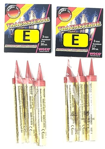 Weco 30 Sek. Tortenfontäne Zimmerfontäne Fantasy Eissterne Zaubersterne Eisfontäne Traumsterne mit Goldener Flamme für Verlobung Hochzeit Geburtstag Kinder und Deko für Kuchen Torten Gold (6)