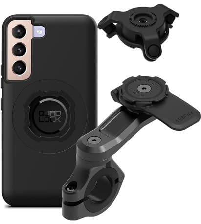 QUAD LOCK Lenker Handyhalterung PRO für Motorrad mit Vibrationsdämpfer und MAG Hülle für Galaxy S22