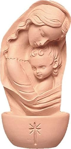 Holy Water Font Terracota Resin Mother Mary Our Lady Mother of Jesus Madonna and Child