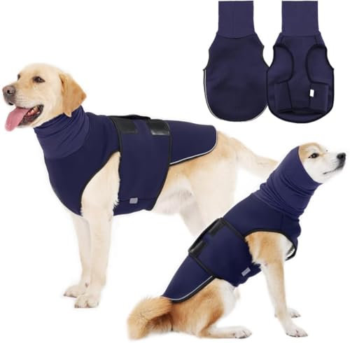 Hundemantel mit Beruhigender Kapuze, Beruhigungswesten für Hunde & Katzen, Geringeres Rauschen, Anti Stress Hund Weste mit Reflexstreifen (XL)
