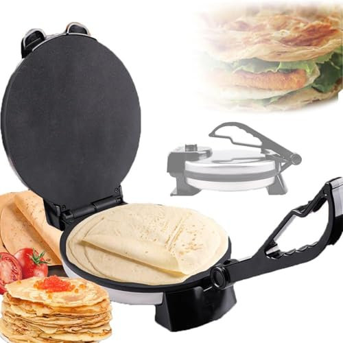 IINCOOY Machine De Fabrication De Pita 1800w-chauffage Double Face, Crêpière Antiadhésive-indicateur LED, Faites Facilement des Chapati Et des Tortillas Parfaites