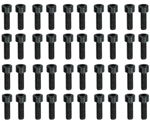 Oiieco M5*16MM Black Hexagon Furniture Bolts, Flat Hex Bolt 40 Pack Hex Socket Flanged Button Head Screws for Handlebar, Stem, Clamp and Brake Caliper