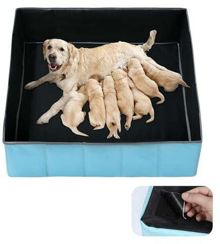 BALAPET Caja de Parto para Perros y Cachorros, corralito Plegable y portátil, corralito para Cachorros (Negro, Cuadrado, 37 x 37 x 12 Pulgadas)