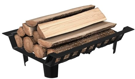 FIVMEN Rejilla para chimenea con rejilla para chimenea, base de carbón, soporte de madera, hasta 50 kg, para interior y exterior, 31 x 46 x 13 cm