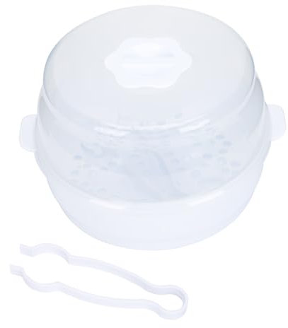 ibasenice Caja Para Biberones Para Microondas Portátil De Abs Blanco, Gran Capacidad Para Biberones y Utensilios De Ñiño, Uso Doméstico y Exterior, Diseño Cubierta Protectora