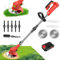 Debroussailleuse Electrique sans Fil, Coupe Bordure sans Fil avec Batterie, avec 3 Types De Lames, 21V Coupe-Herbe sans Fil, Rétractable Léger pour la Coupe de Jardin Pelouses Terres (1 Batterie)