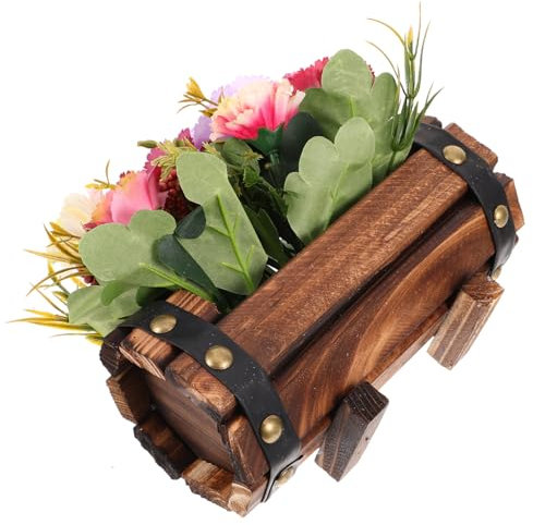 BESPORTBLE Set Aus Retro-blumentopf Aus Holz Mit Künstlichen Nelken Für Die Inneneinrichtung Zufällige Farbe
