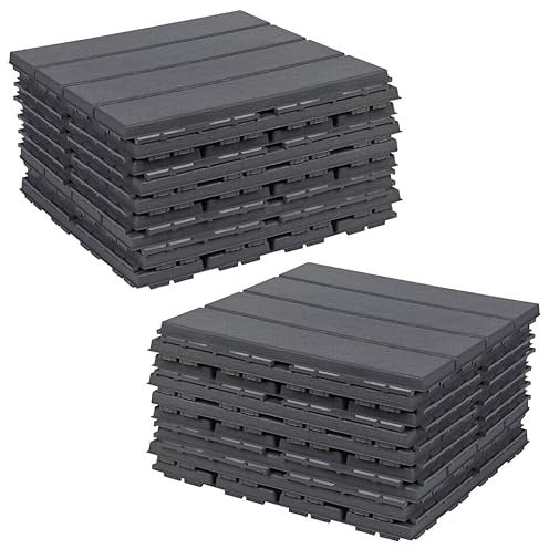 URBNLIVING 18Pc Interlocking Plastic Garden Decking Tiles, Outdoor Patio Pathway Grid, Durable & Easy Installation, No Tools Required, 33x33cm Floor Tiles, 18Pc