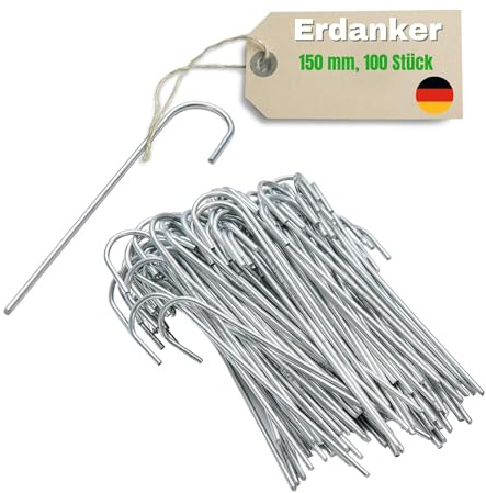 WDB - Erdnägel aus Stahl - Anti-Rost Erdanker, 150 mm - 100 Stück | Stabile Bodenanker Ø 2,9 mm zur Befestigung von Unkrautvlies, Gartenvlies, Zaun und Campingzubehör