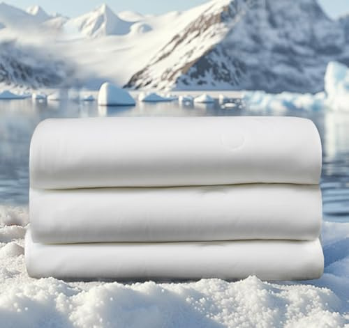 DOWNFORT Queen Cooling Comforter with Tencel™ Fill for Hot Sleepers & Night Sweats - Lightweight, Breathable, Double-Sided Cold Blanket All Season Thin Bedding (White, Full 90x 90)