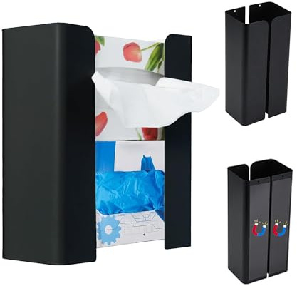 NICEME Kosmetiktücherbox, Magnetische Taschentuchbox, Papier Handtuchspender, geeignet für Zuhause, Küche und Kühlschrank, Schwarz