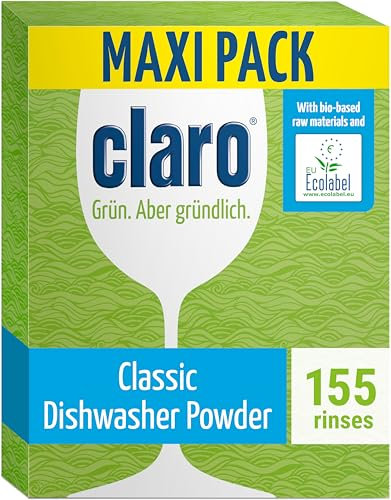 claro Classic Eco - Polvere per lavastoviglie, 2,8 kg, senza fosfati, ecologico e vegano, 155 lavaggi