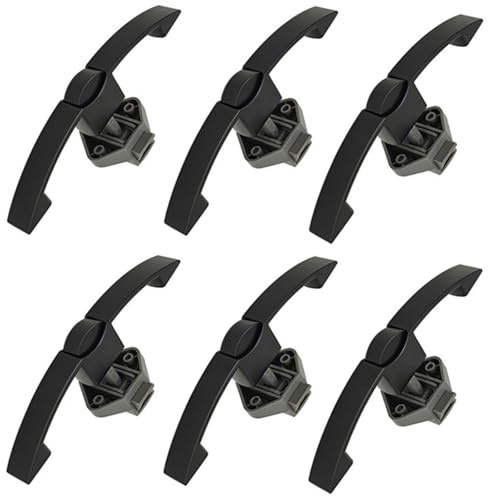 MTSmart 6 Stück Wohnmobil Schlösser, Druckknopfriegel mit Griff aus Metall,Schrank Schlösser für Wohnmobile, RVs, Boot,Yachten,Möbel,Schubladentür Schlösser,160mm (6 Stück schwarz schrankgriff)