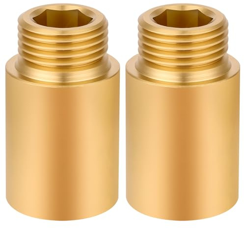 Flintronic 2 Piezas Extensión de Grifo de Latón, 30mm Prolongación de Grifo 1/2 Pulgada, Extensión de Rosca de Latón, Racor de Prolongación, para Cabezales de Ducha y Grifos