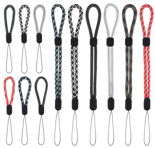Fyntave 12 Stück Verstellbares Handschlaufe Lanyard Paracord Finger Wrist Neck Lanyards Telefon Kurze Handgelenk Lanyards Nylon Fingerschlaufe Aiversal Trageschlaufe für Handy Kamera USB Sticks