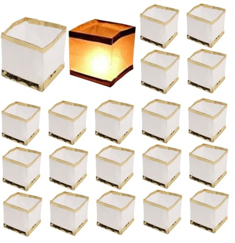 20 faroles flotantes, 4 x 4 x 4 pulgadas, farol de papel impermeable cuadrado, linterna reutilizable para fiestas en la piscina, bodas, conmemorativos, luces de papel de jardín