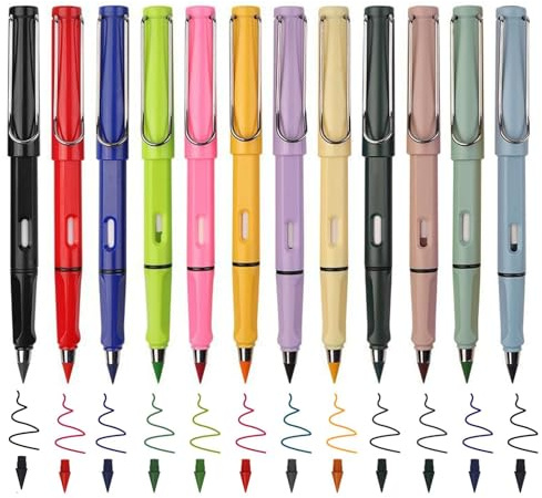 12 matite colorate eterne con 12 punte, matite colorate eterne, matita infinita senza temperature, ideale per bambini, studenti, insegnanti, artisti e ufficio, penne colorate per disegnare e scrivere
