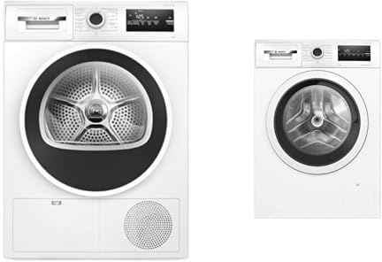Bosch Set Serie 4: Secadora 8kg Bomba Calor + Lavadora 8kg 1200 RPM, EcoSilence, Blanco
