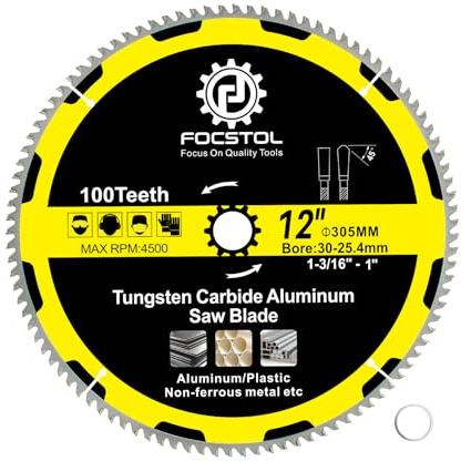 FOCSTOL Kreissägeblatt für Aluminium 305mm x 30mm - Sägeblatt für Aluminium 100 Zähne zum Schneiden von Nichteisenmetallen Kunststoff