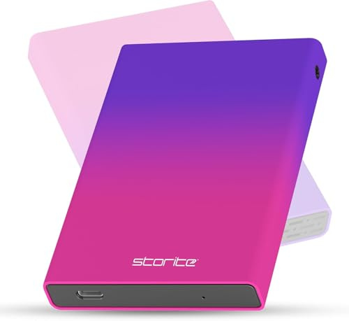 Storite Disque dur externe USB 3.0 portable 2,5 avec indicateur LED, compatible avec PS4, PC, Mac, ordinateur portable, console de jeu, stockage de données, multicolore, 1 To