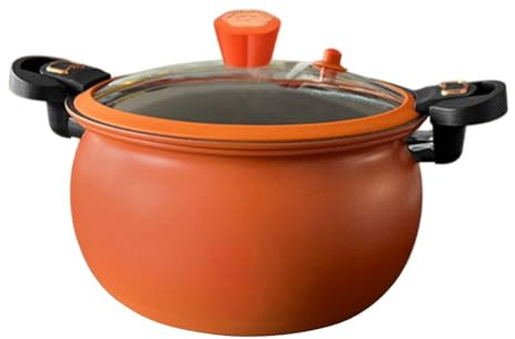 FUANA - Pentola a pressione non aderente con coperchio a chiusura, pentola per cottura a micro-pressione in metallo per zuppe e stufati domestici, specchio retrovisore verde
