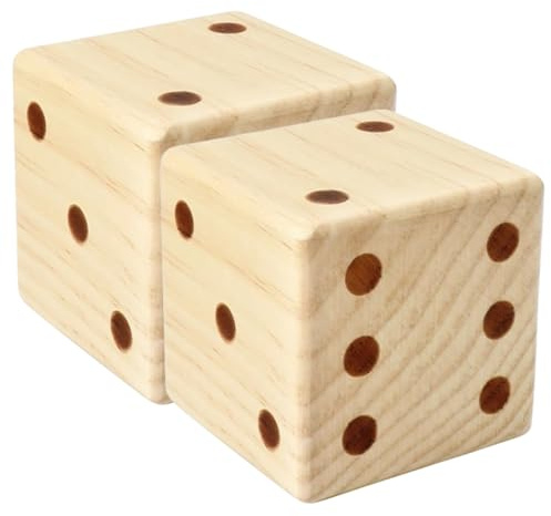 GOOHOCHY Dadi di Legno Grandi Angoli Arrotondati, Set da 2 Pezzi, Giocattolo per Bambini, Accessorio Gioco da Tavolo e Festa in Giardino, Legno Naturale, Portatile e Leggero