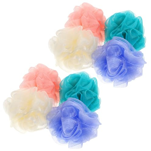 FIXOSHEE 8 piezas Esponja de Ducha y Duradera Bola de Malla Espumosa para Baño Exfoliante Corporal con Espuma Rápida para Piel Sensible Accesorios de Baño para Hombre y